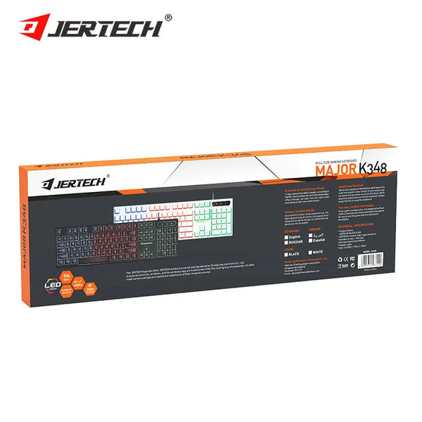 JERTECH K348 Brand Custom Keyboards OEM RGB Light Portable Full Size Arabic Office Gaming Wired Rainbow LED