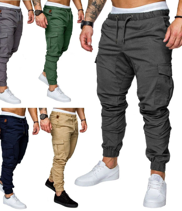 Custom Men Cargo Pants With Side Pockets Grey Khaki Black Men Fitness Trouser Cargo Men's Trousers