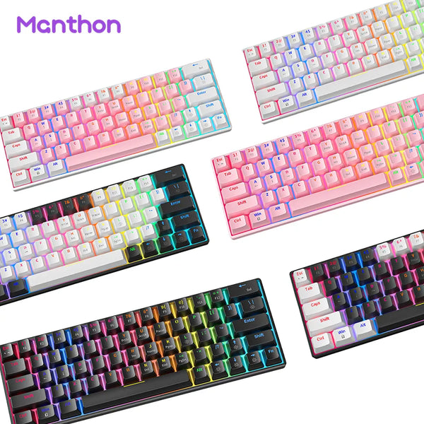 Fashion 61 Keys Keyboard 60% RGB LED Backlit Mechanical Teclado Gamer Wired Ergonomic Mini Gaming