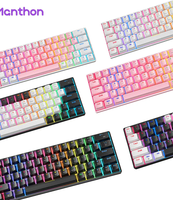 Fashion 61 Keys Keyboard 60% RGB LED Backlit Mechanical Teclado Gamer Wired Ergonomic Mini Gaming