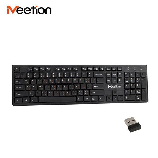 Meetion WK841 CC CE Multimedia Office White Arabic Slim Usb 2.4G Wireless For Laptop Pc