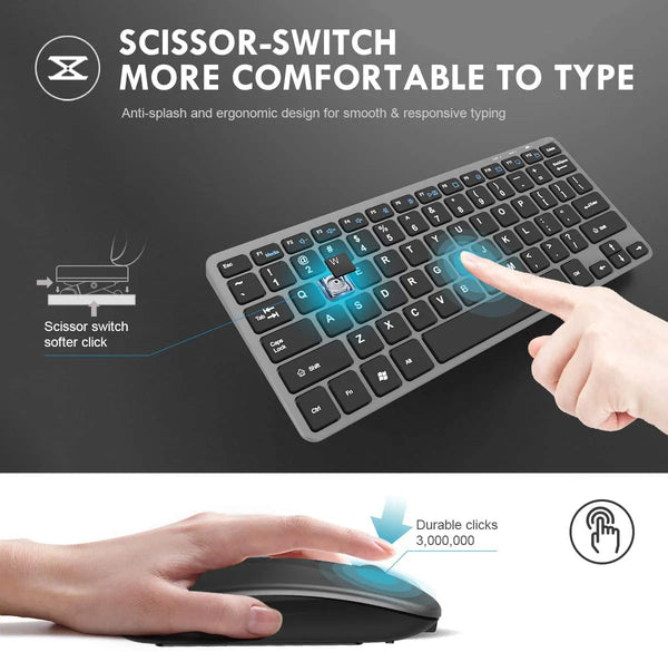 Compact Full-Size slim dual mode magic Multimedia Rechargeable Wireless and Mouse Combo bluetooth Mouse Set