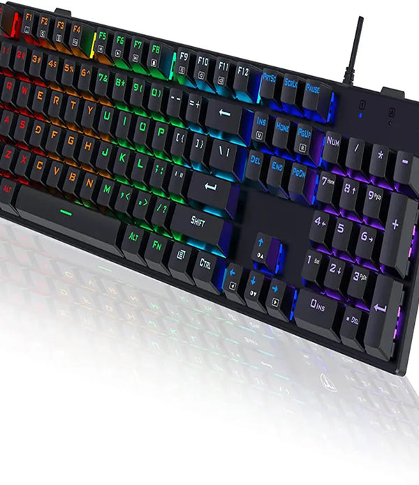 Comfortable and quiet keys with RGB 104-key ultra-thin LED backlit USB wired blue switch mechanical gaming