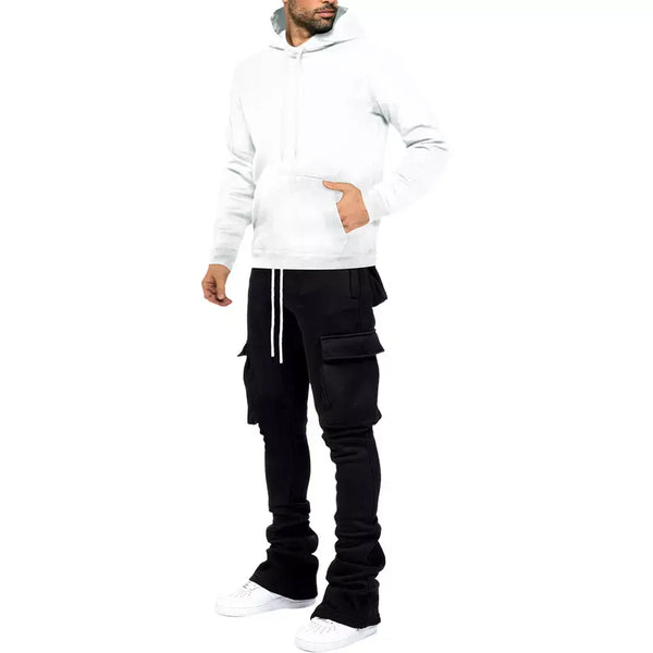 Street Wear Sweatpants Stacked Joggers With Pocket Custom Logo Plus Size Mens Cargo