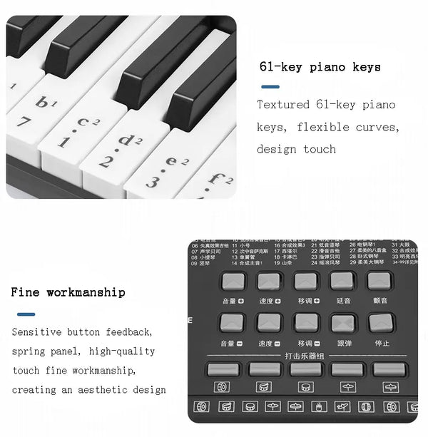 61Key Keyboard Toy Piano Multifunction Teclado Digital Piano Synthesizer Musical Electronic For Kids Beginners