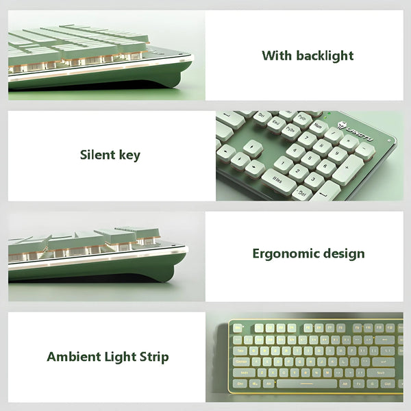 104 keys Wireless mechanical feel silent Desktop laptop gaming office pure color backlight