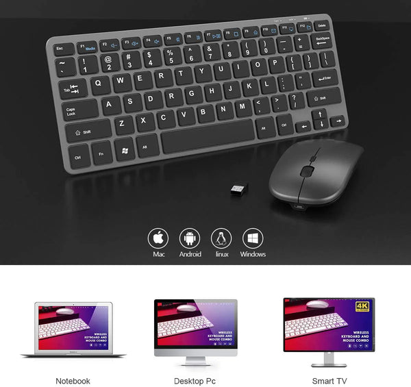 Compact Full-Size slim dual mode magic Multimedia Rechargeable Wireless and Mouse Combo bluetooth Mouse Set