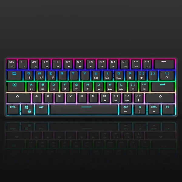 Pink Blue Wireless Gaming Keyboard FV-DK61 Wired/Wireless Mechanical