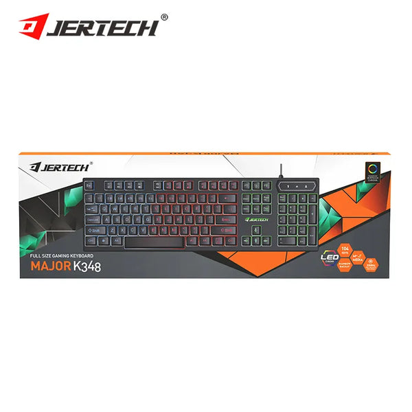 JERTECH K348 Brand Custom Keyboards OEM RGB Light Portable Full Size Arabic Office Gaming Wired Rainbow LED