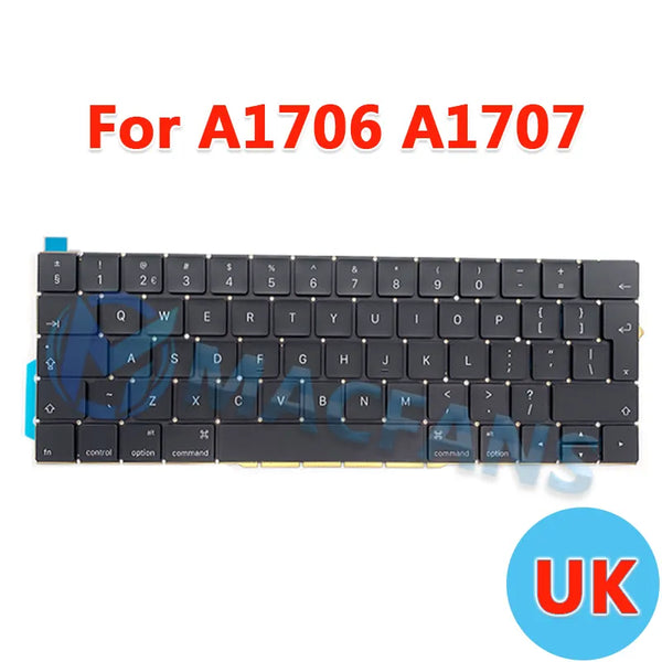 NEW Original A1706/A1708 UK Keyboard for MacBook Pro Retina 15" A1707 With Backlight Sheet Cover 2016 2017