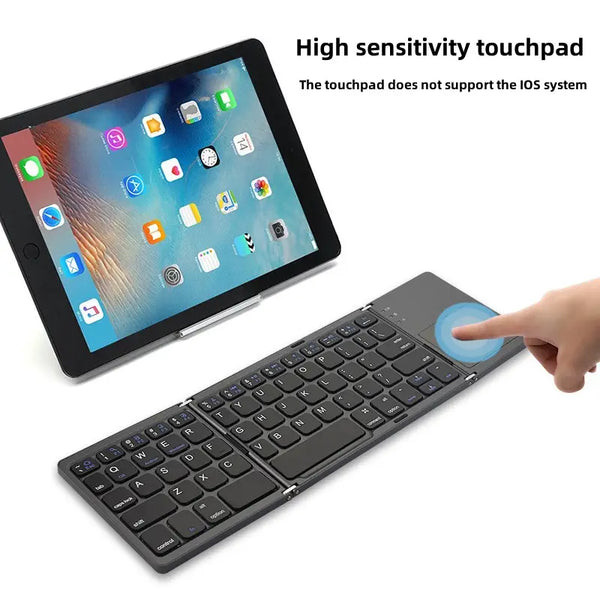 Factory new wireless mini foldable Bluetooth keyboard touchpad supports iOS Android system foldable portable