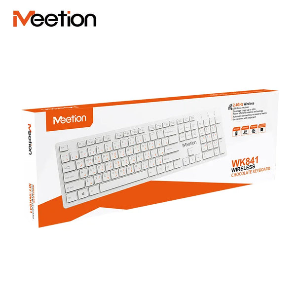 Meetion WK841 CC CE Multimedia Office White Arabic Slim Usb 2.4G Wireless For Laptop Pc