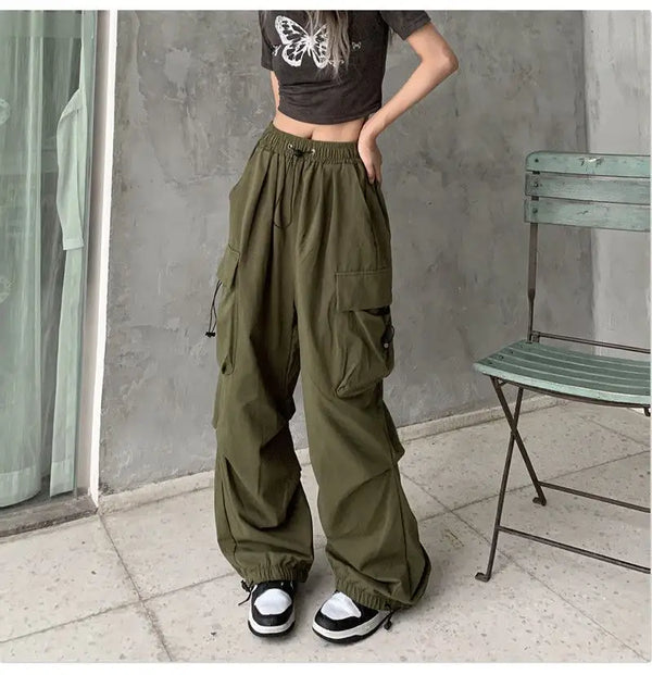 Fashion Streetwear Pants Straight Casual Cargo Pants 2024 Wholesale Summer Mujer Women High Quality Polyester Digital Printing