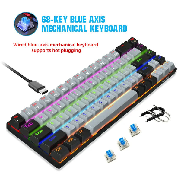 Top sales RGB LED backlit portable keyboard mechanical gaming for pc computer laptop gaming