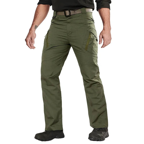 TACVASEN Men's Trousers Spring Checked Pants Tactical Breathable Quick Dry Trousers Hiking Cargo Zipper Pockets For Men