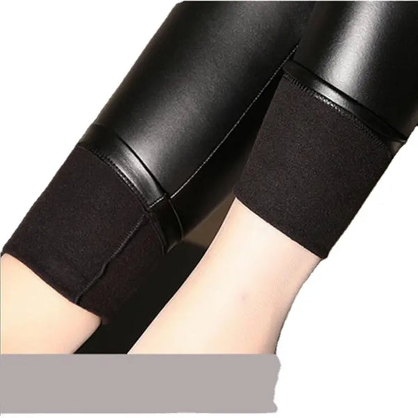 Fashion PU Leather Women Slim Pants High Waist Tight-Fitting Women Sexy Leather with custom logo