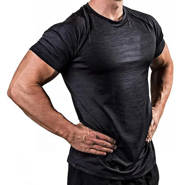 2022 Custom Logo Spandex Polyester T Shirt Compression Breathable Athletic Gym Men's T- Quick Dry Sport T For Men