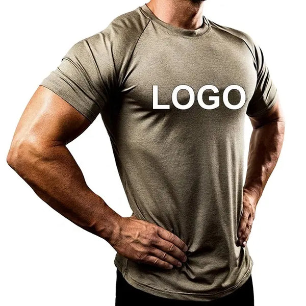 2022 Custom Logo Spandex Polyester T Shirt Compression Breathable Athletic Gym Men's T- Quick Dry Sport T For Men