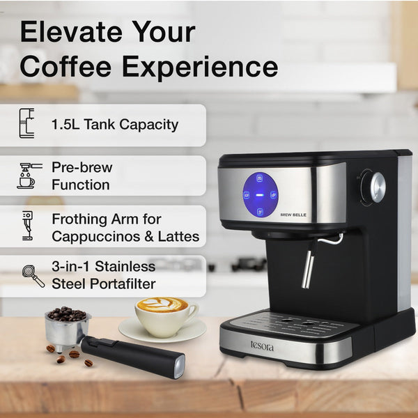 Tesora Espresso Coffee Machine With Frother