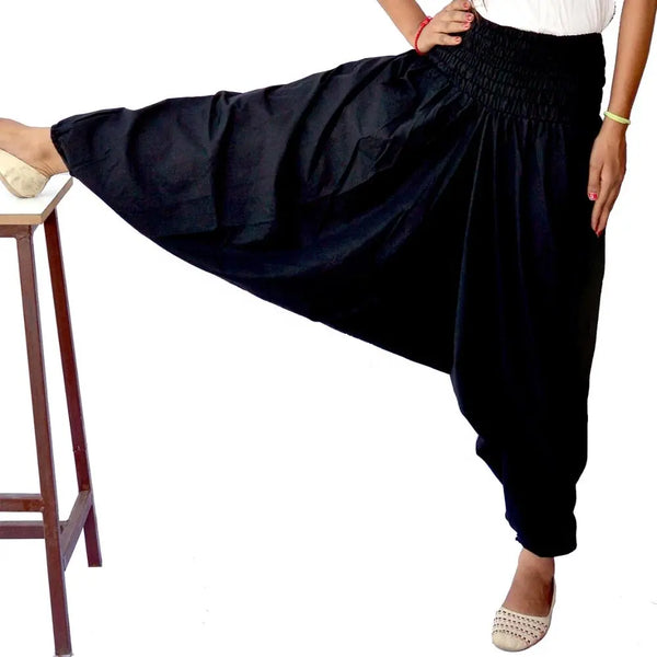 Hot Selling Indian Cotton Men And Women Harem Yoga Black Plain Unisex Trouser Wholesale