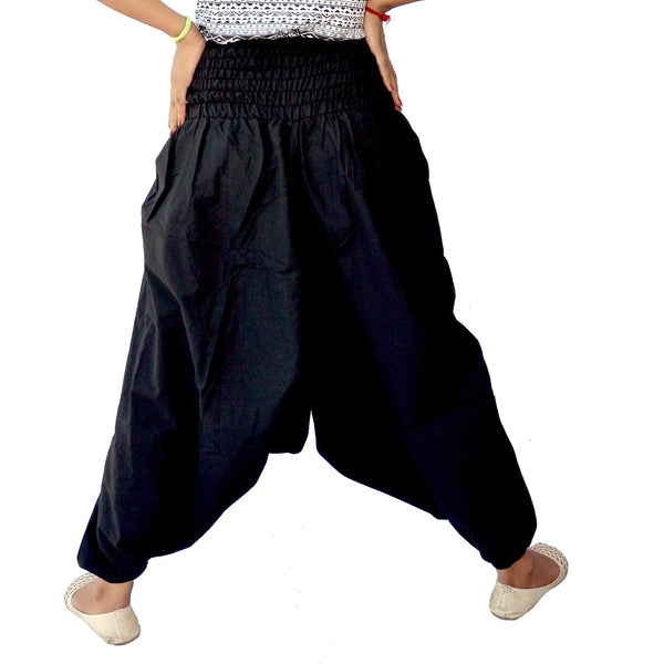 Hot Selling Indian Cotton Men And Women Harem Yoga Black Plain Unisex Trouser Wholesale