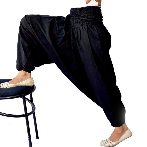 Hot Selling Indian Cotton Men And Women Harem Yoga Black Plain Unisex Trouser Wholesale