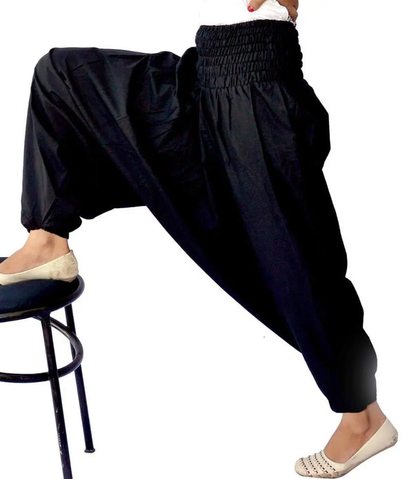 Hot Selling Indian Cotton Men And Women Harem Yoga Black Plain Unisex Trouser Wholesale