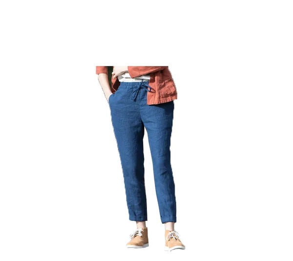 Solid Color Women Loose Fitted 100% Linen Pants