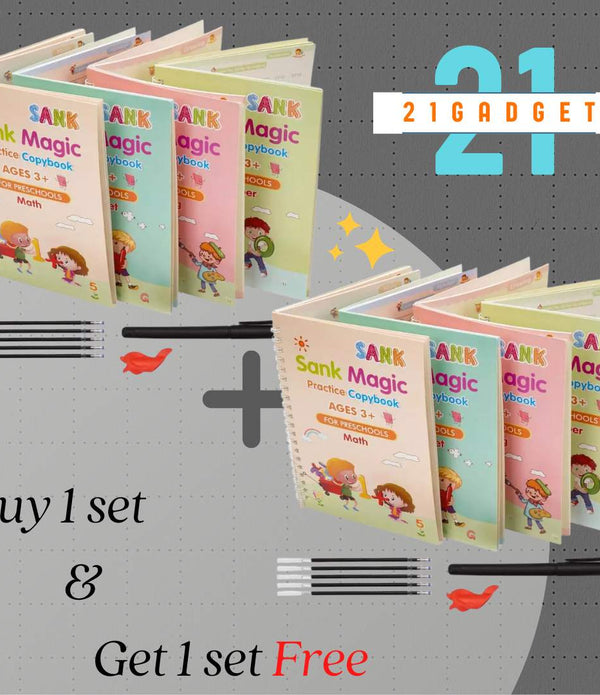 ✨Magic Practice Book || Buy 1 Set & Get 1 Set FREE ( 8 Book + 20 Refill+2 Pen+2 Grip ) + FREE Learning 2000+ pages PDF worksheet for kids